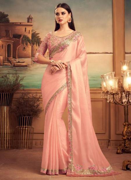 Peach Colour TFH SILVER SCREEN 15th EDITION Fancy Heavy Party Wear Mix Silk Stylish Designer Saree Collection 25015